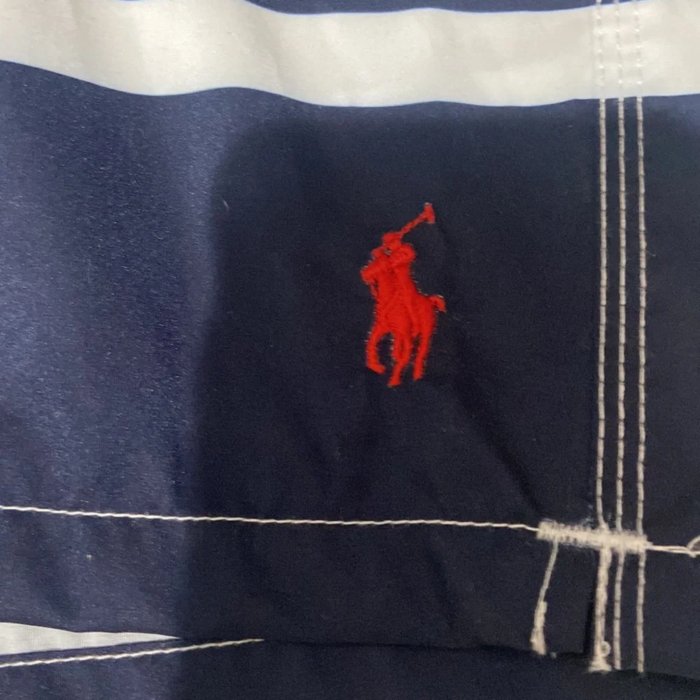Polo Ralph Lauren Swim Trunks Mens Small Blue White Red Striped Board Shorts NWT - Picture 5 of 15